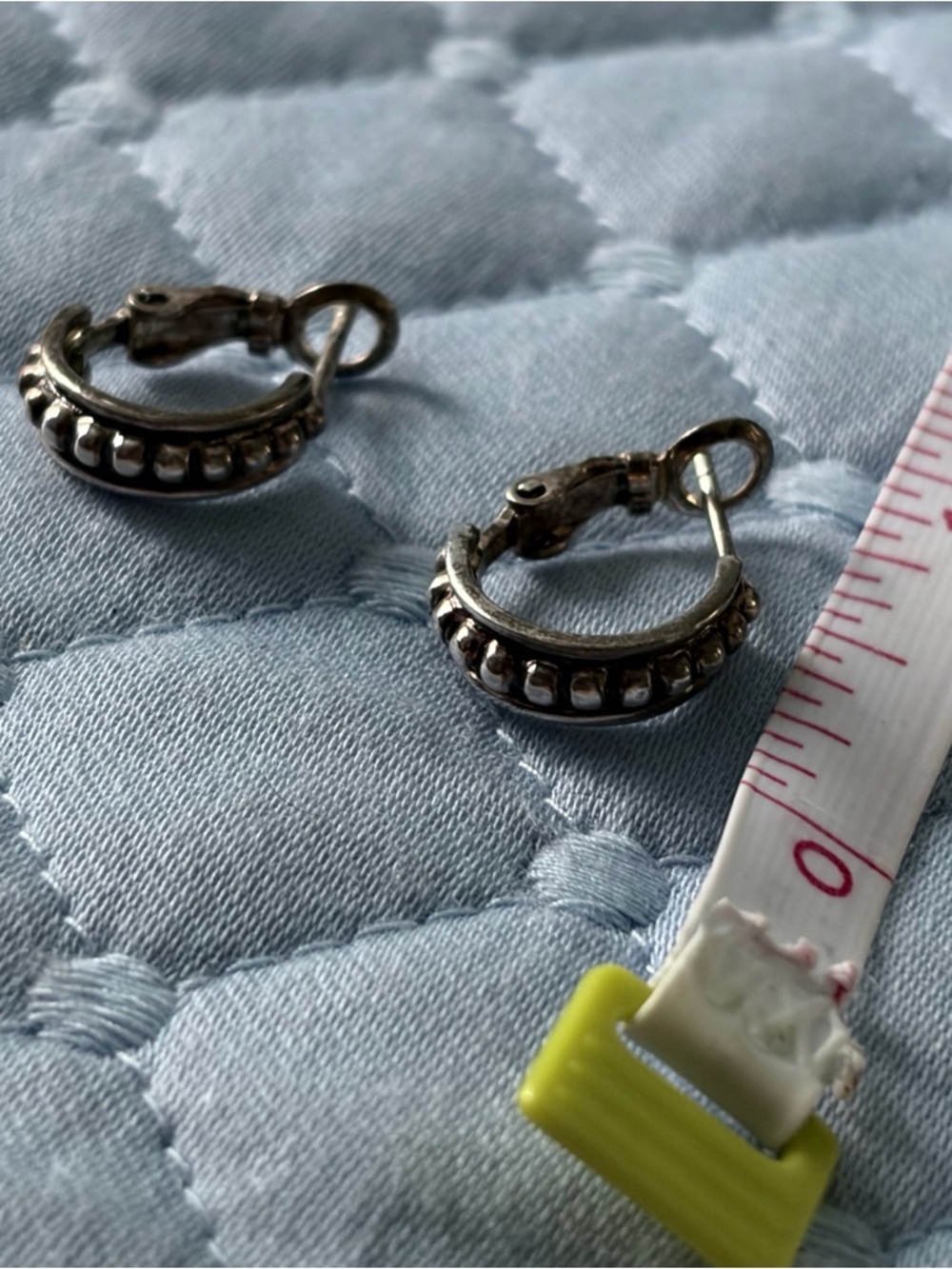 Classic sterling Huggie Hoop Earrings - Textured Bead Detail